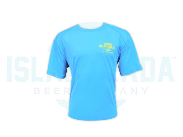 electric-blue-short-sleeve-polyester-shirt-man-front